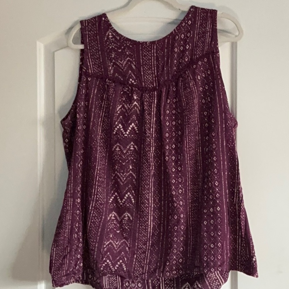 Maroon and beige tank top